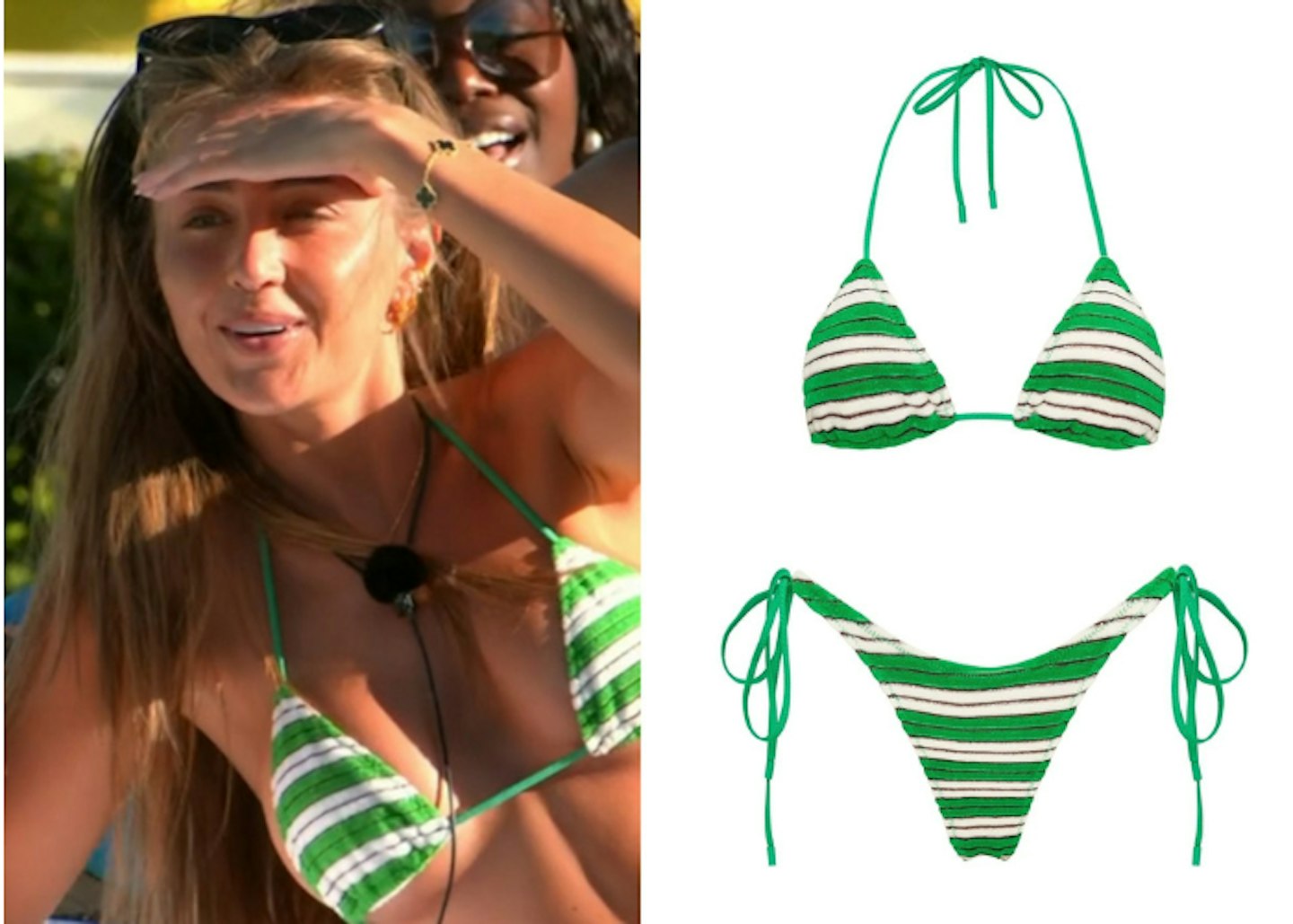 Georgia Steel Triangl White and Green Bikini