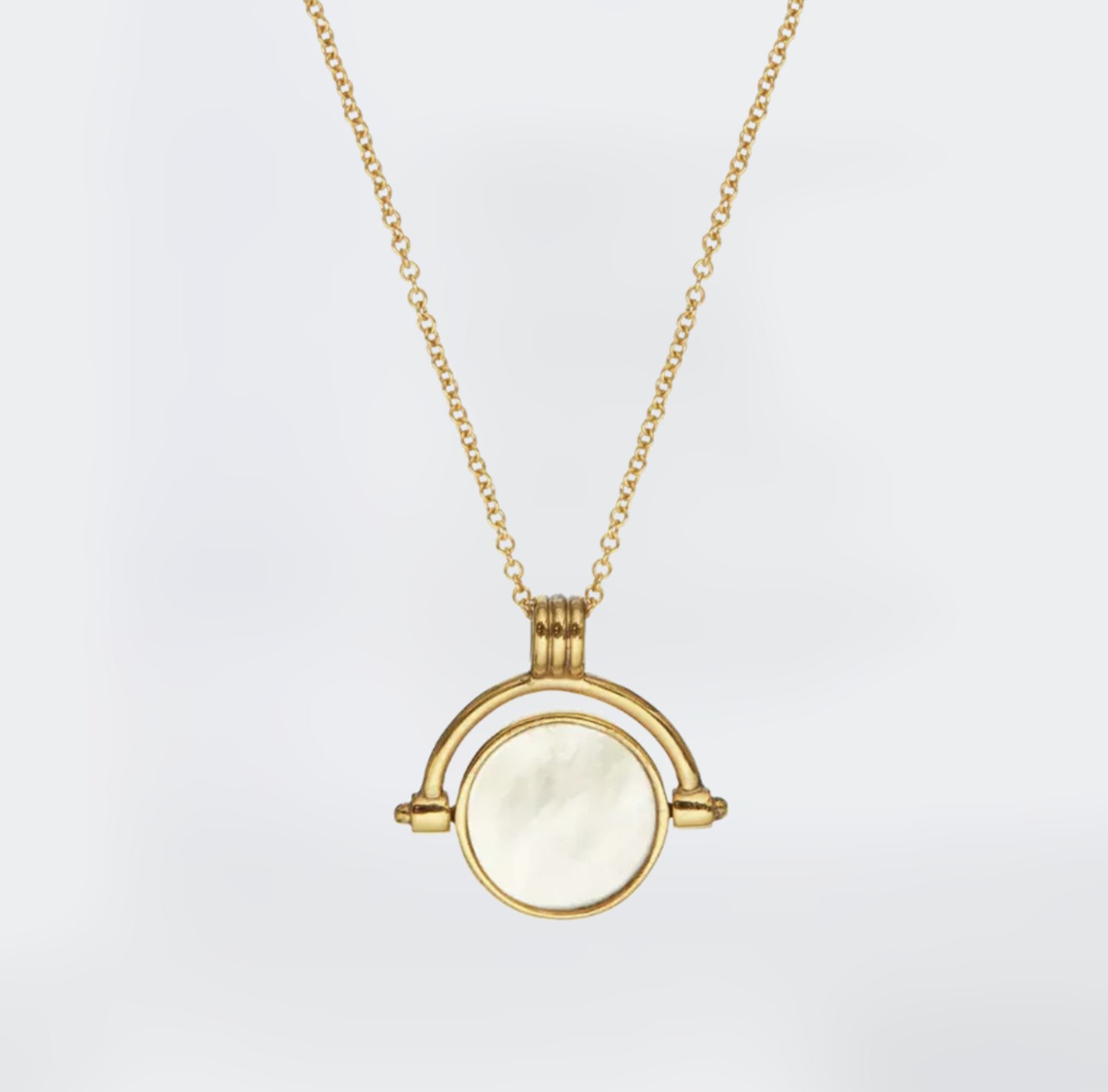 Gold Mother of Pearl Spinning Disc Necklace