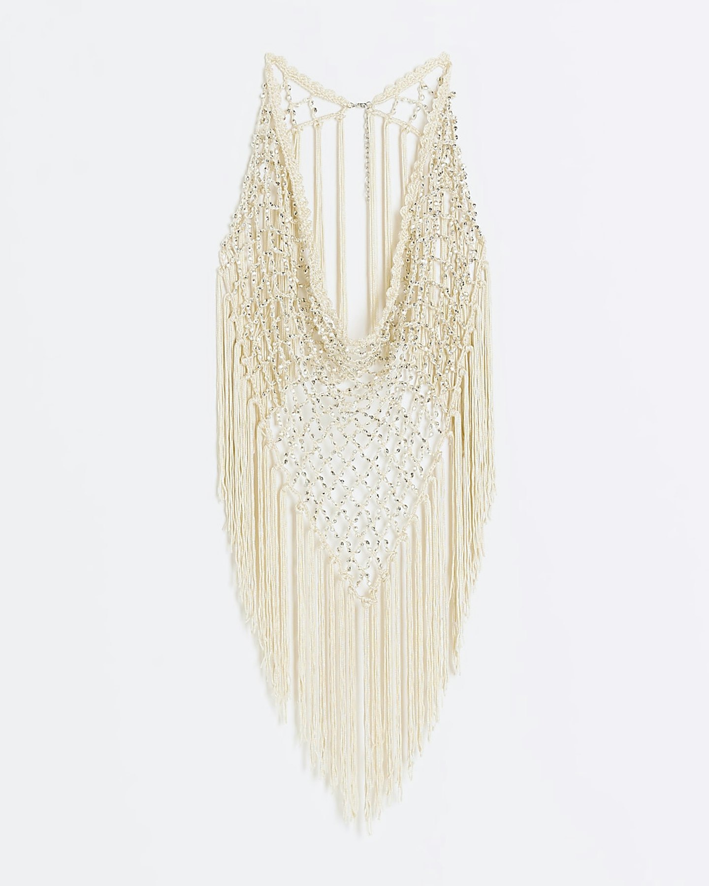 River Island Cream Diamante Fringe Scarf