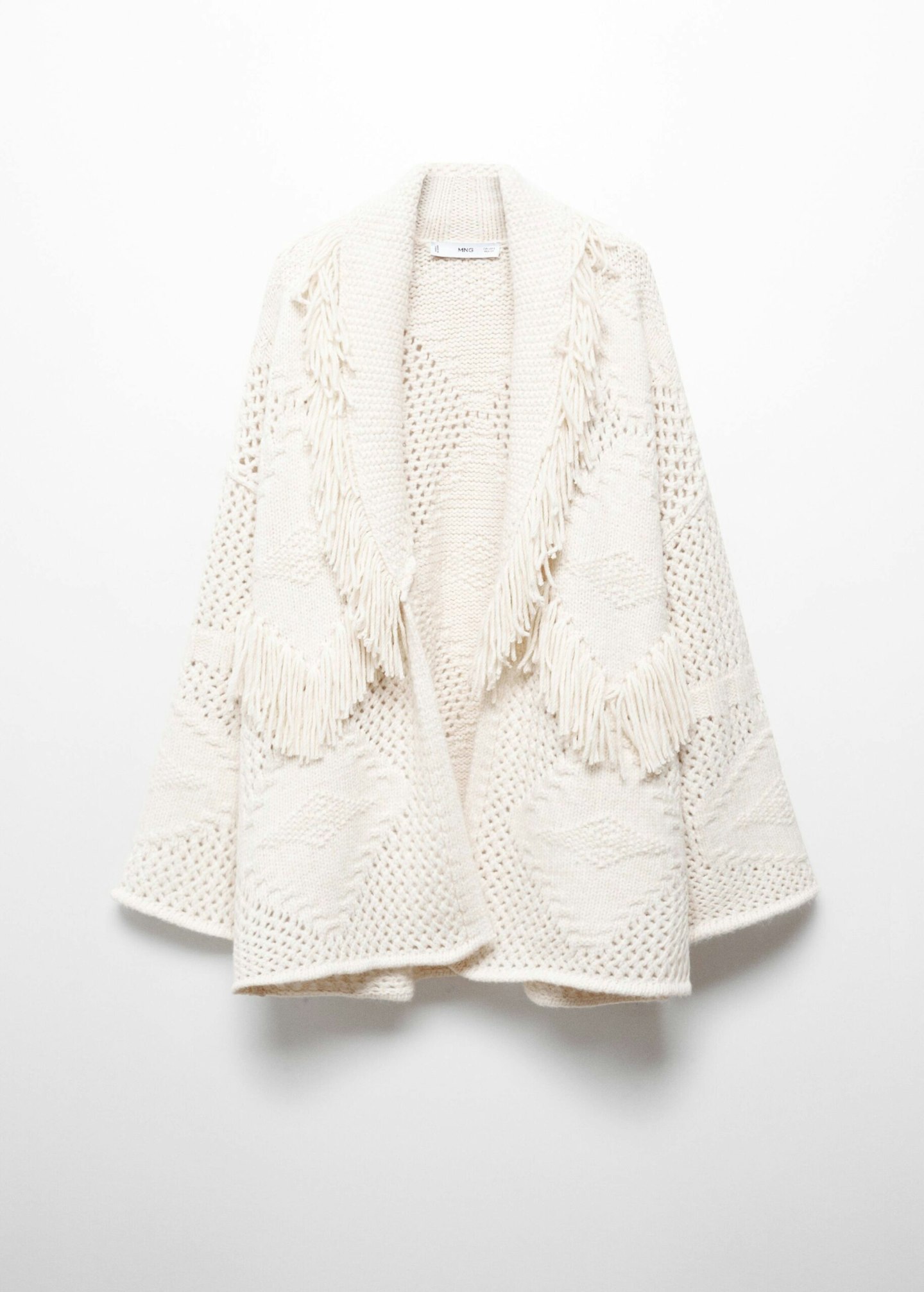 Mango Fringed Knit Cardigan