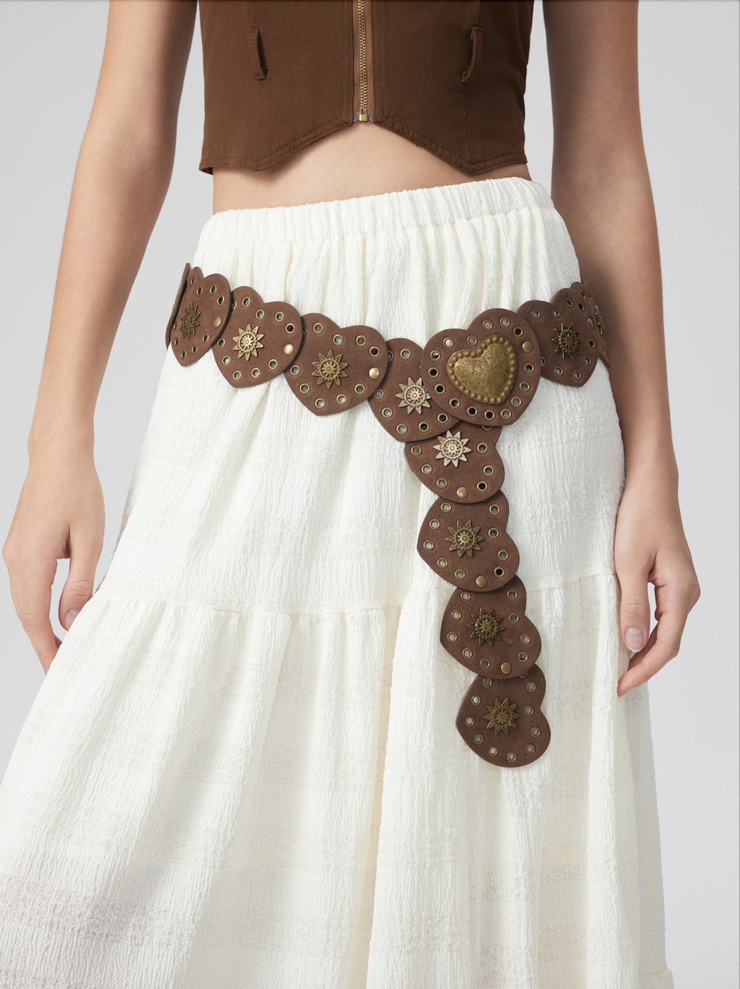 Cider Rust-Resistant Gold Plated Sun & Flower Decor Belt