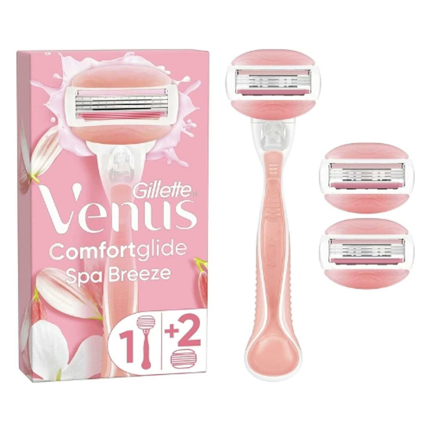 Gillette Venus ComfortGlide Spa Breeze Women's Razor +, 3 2-In-1 Razor Blade Refills