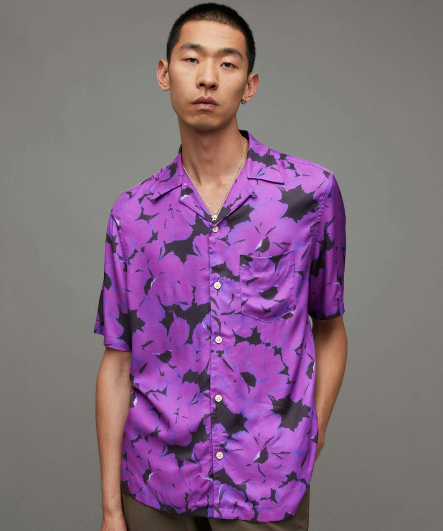 AllSaints Kaza Floral Print Relaxed Fit Shirt