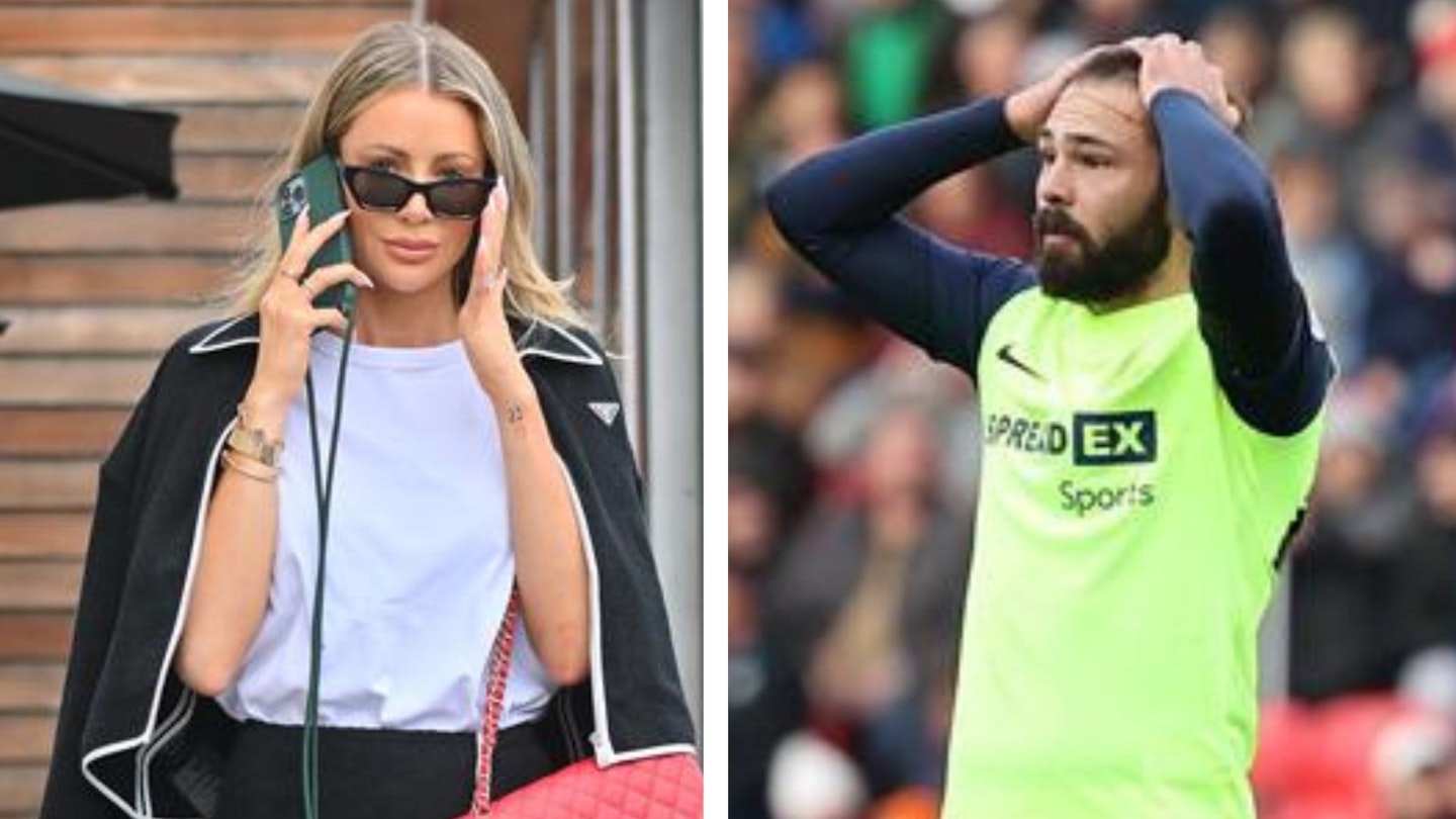 Olivia Attwood and Bradley Dack look at each other crossly in a comped image