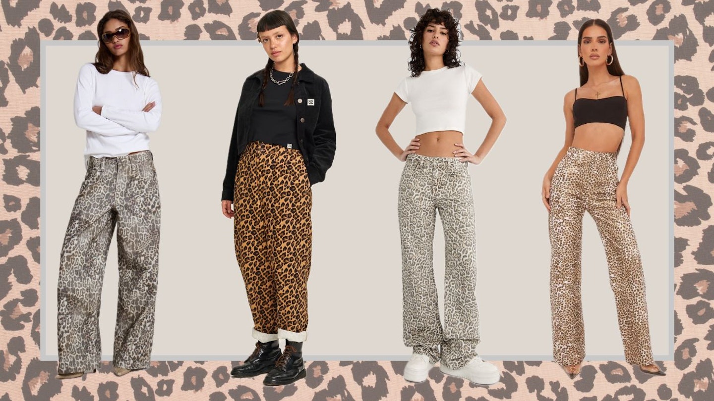 Models wearing leopard print jeans