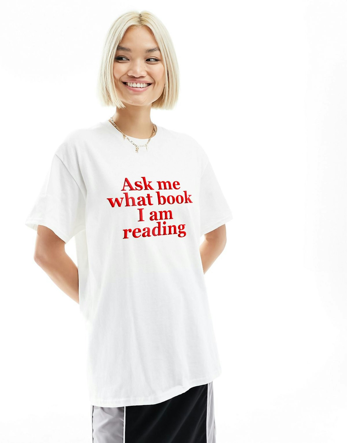 Best T-shirts with slogan ASOS DESIGN Oversized T-shirt with book slogan