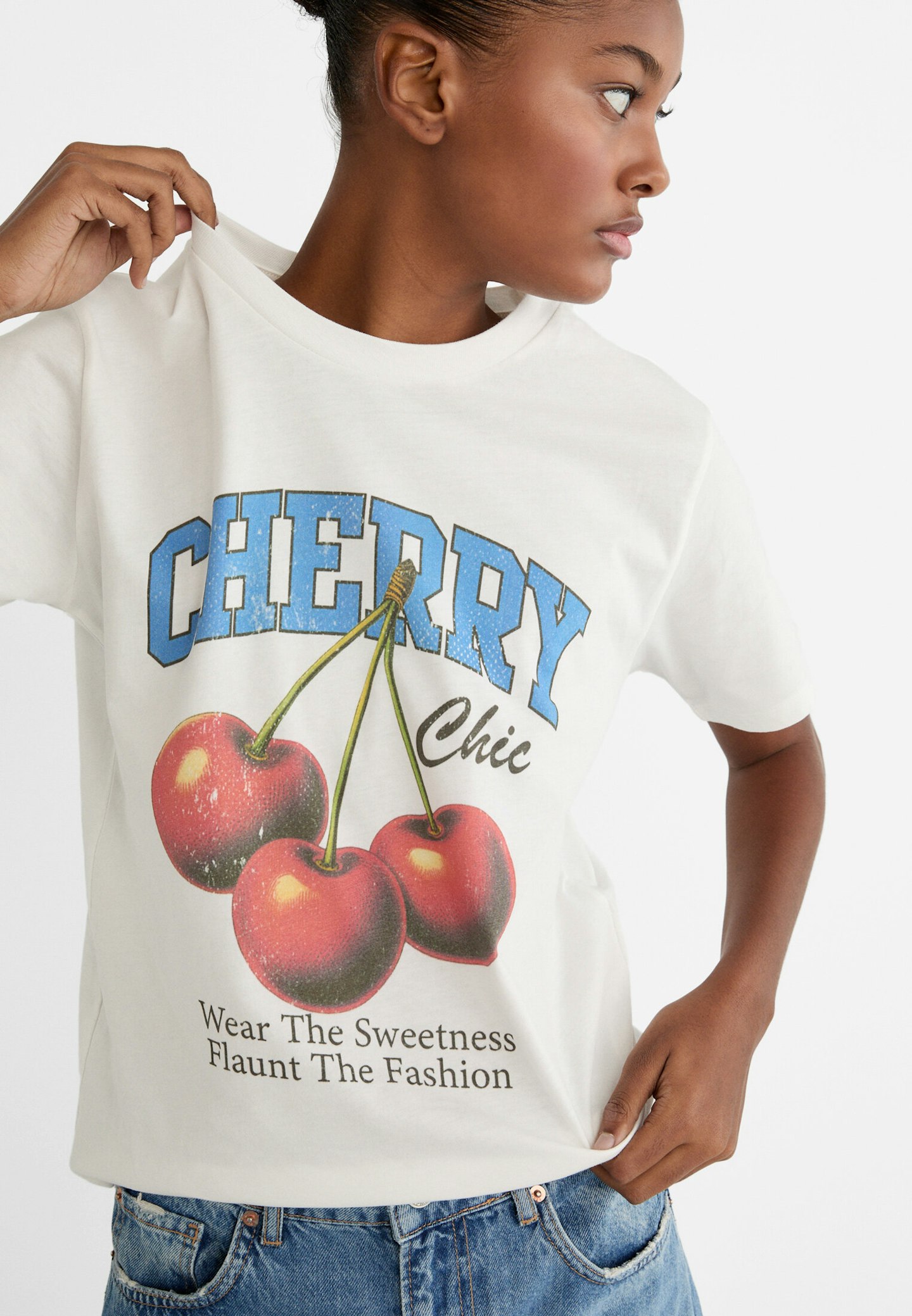Best slogan tees Stradivarius T-shirt with fruit print