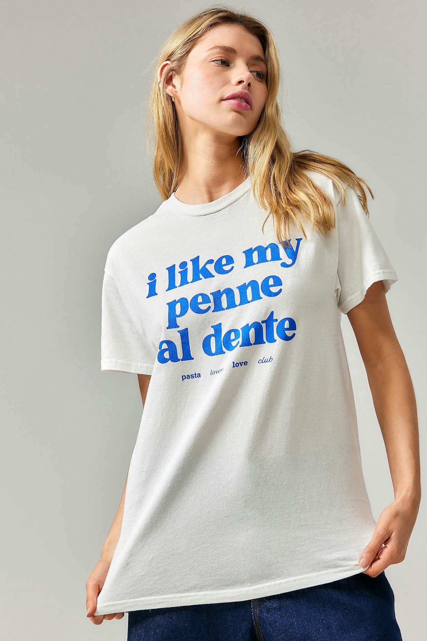 Best Slogan T-Shirt Urban Outfitters Al Dente Pasta Boyfriend T-Shirt