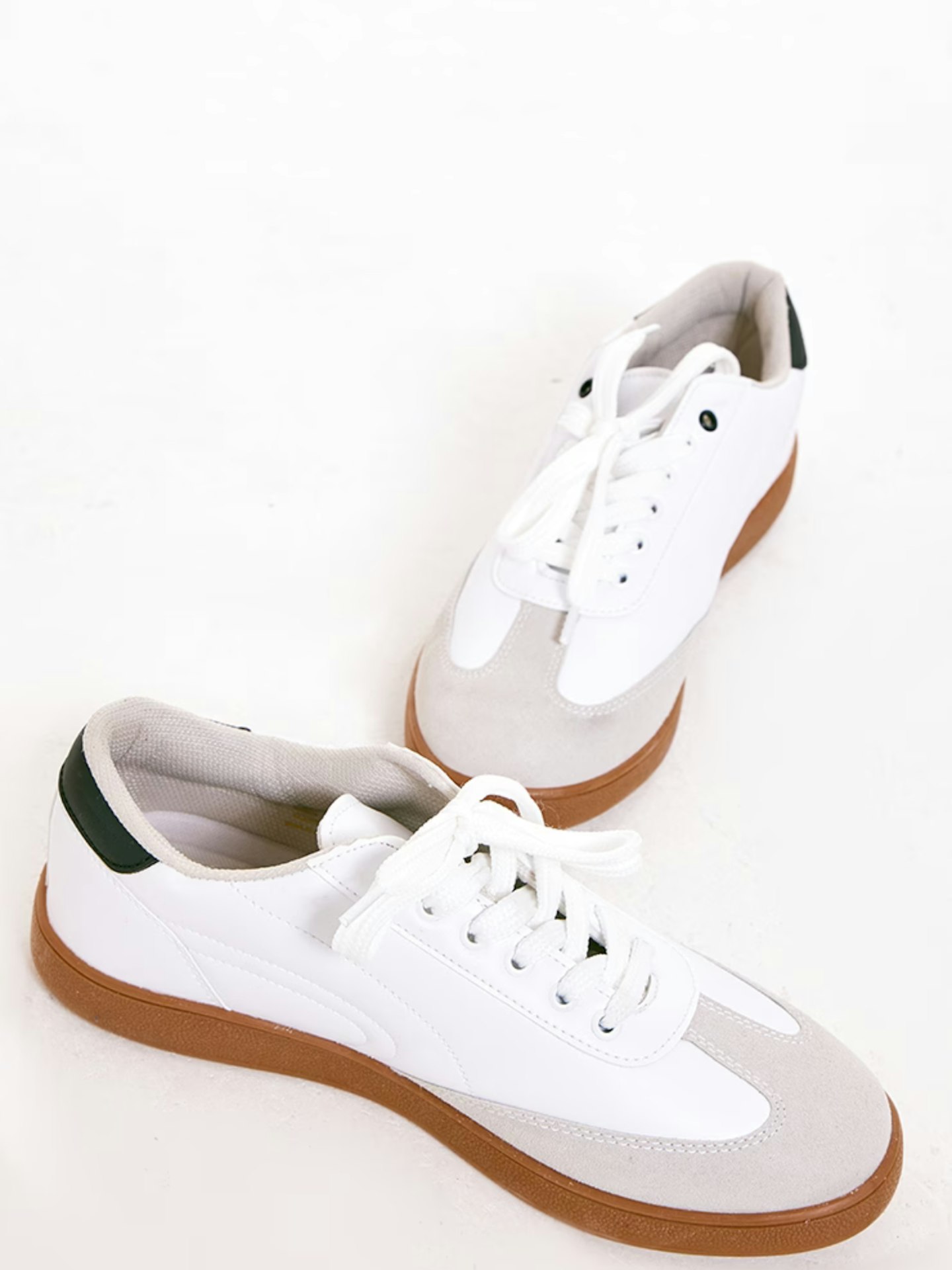 PrettyLittleThing White PU Contrast Panel Low Lace Up Trainers