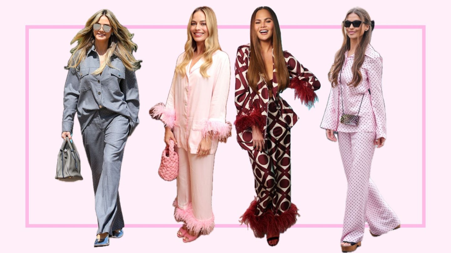 Heidi Klum, Margot Robbie, Chrissy Teigen and model wearing pyjama pants