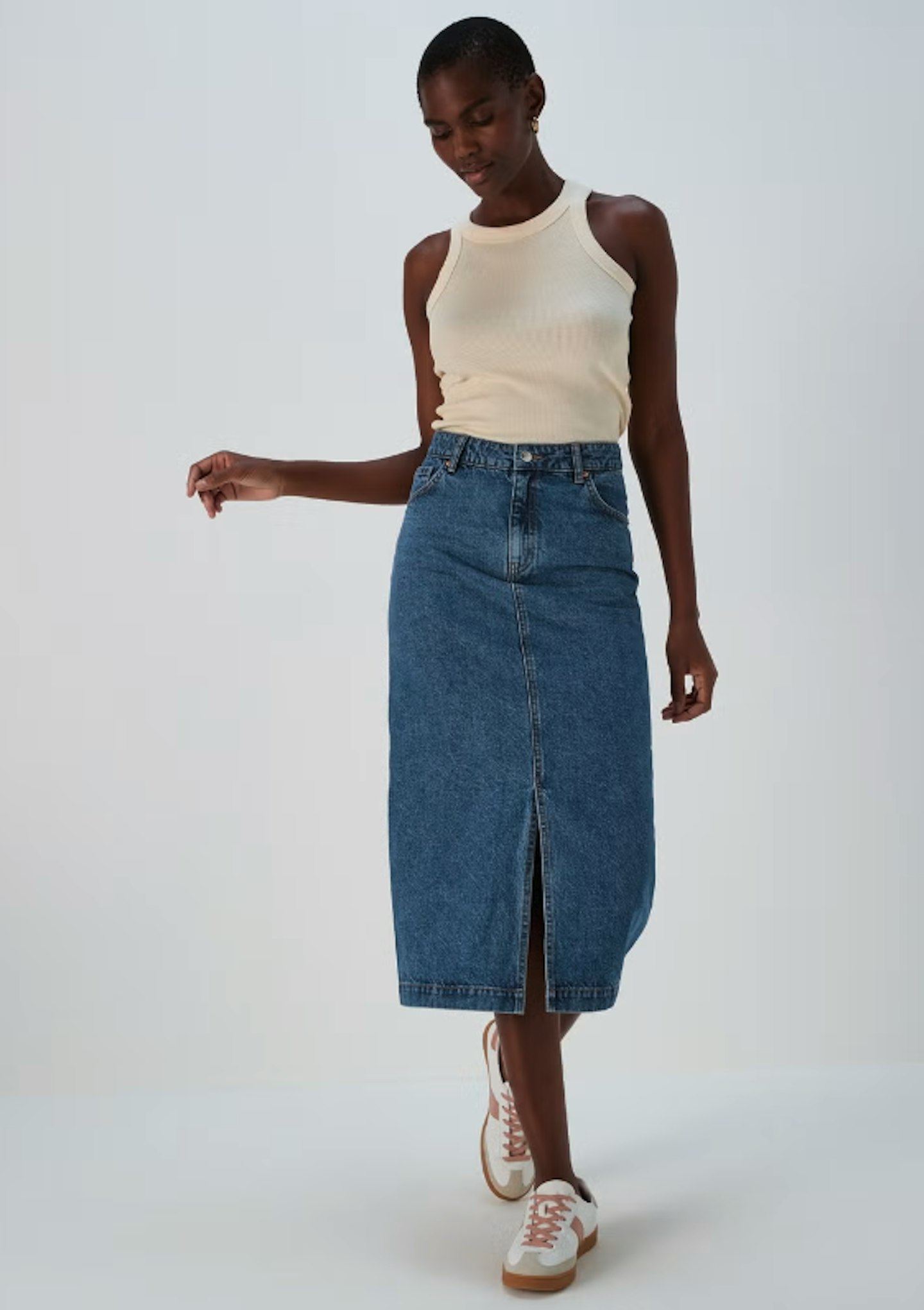 Matalan Mid Wash Denim Midi Skirt