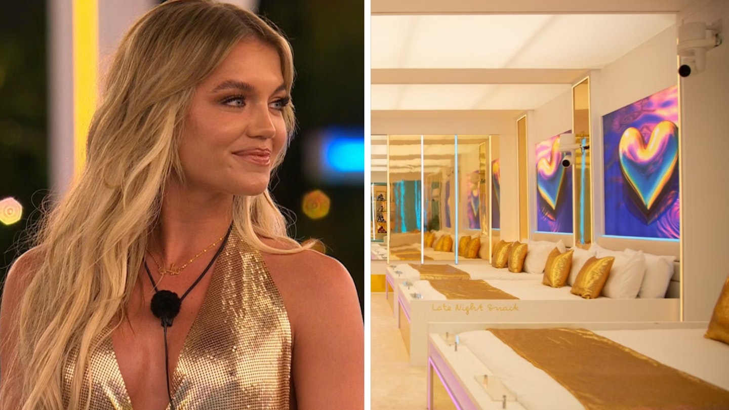 Molly Smith looks at the love Island bedroom in a comped image