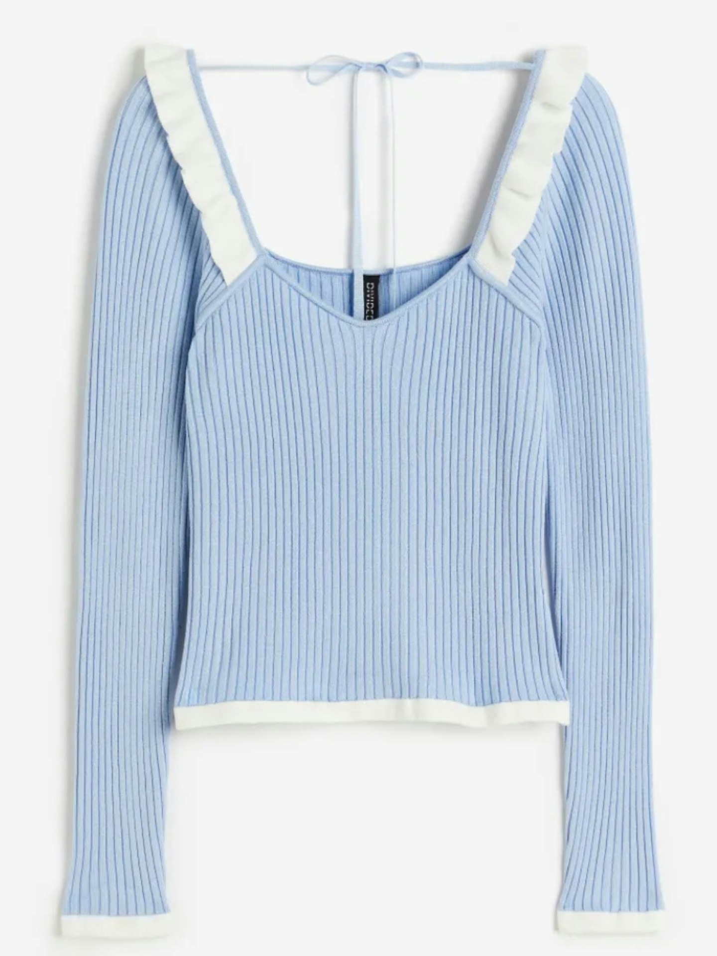 H&M Frill-Trimmed Rib-Knit Top