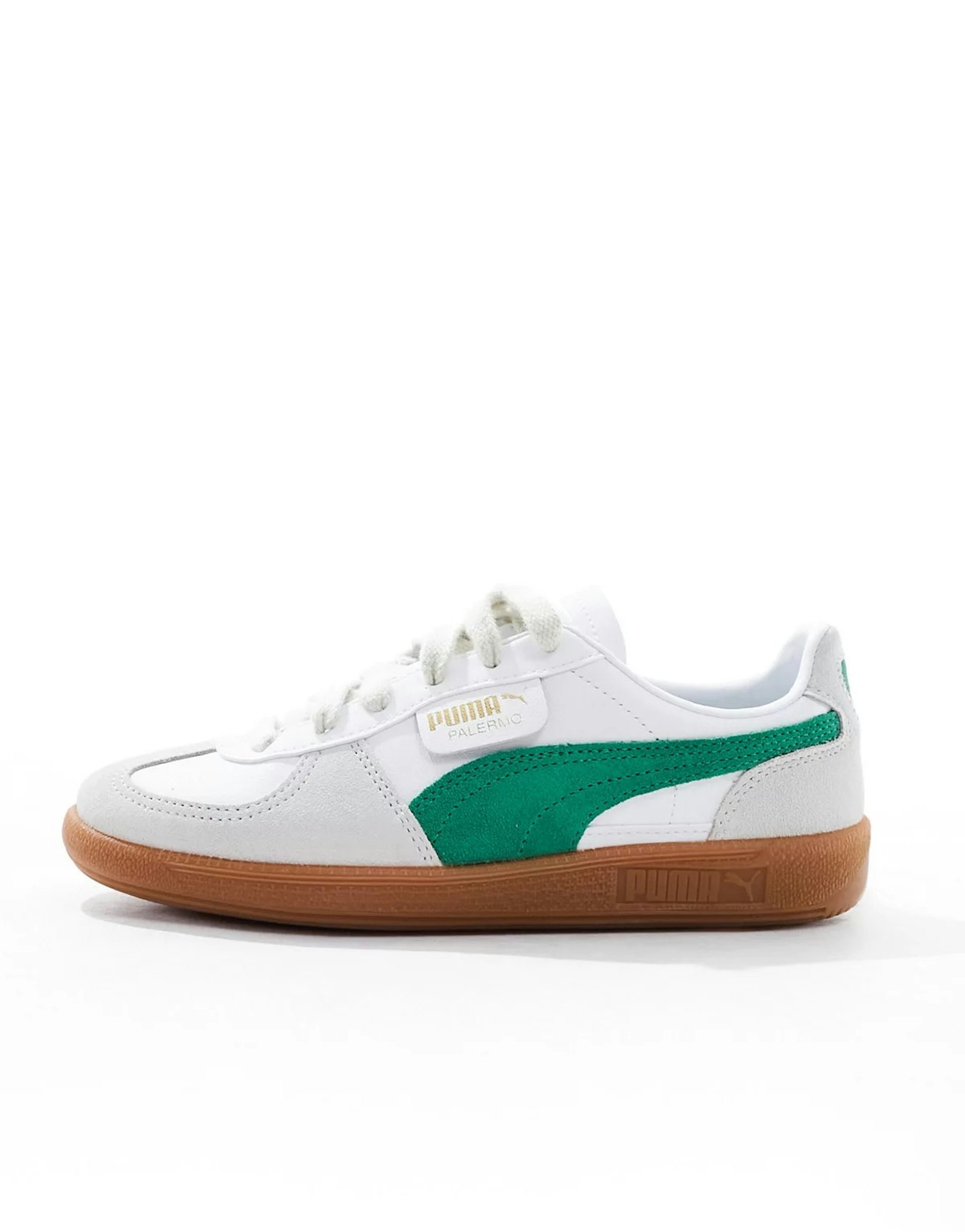  Puma Palermo Leather trainers in white with green detail - WHITE
