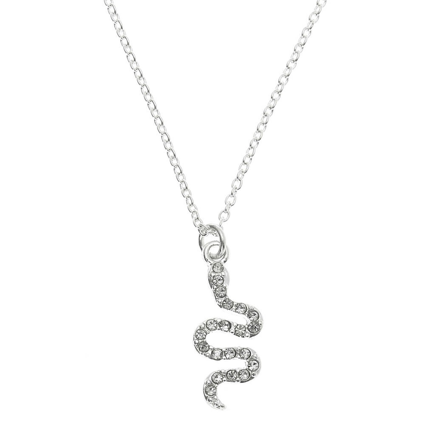 Claire's Silver-tone Embellished Snake Pendant Necklace