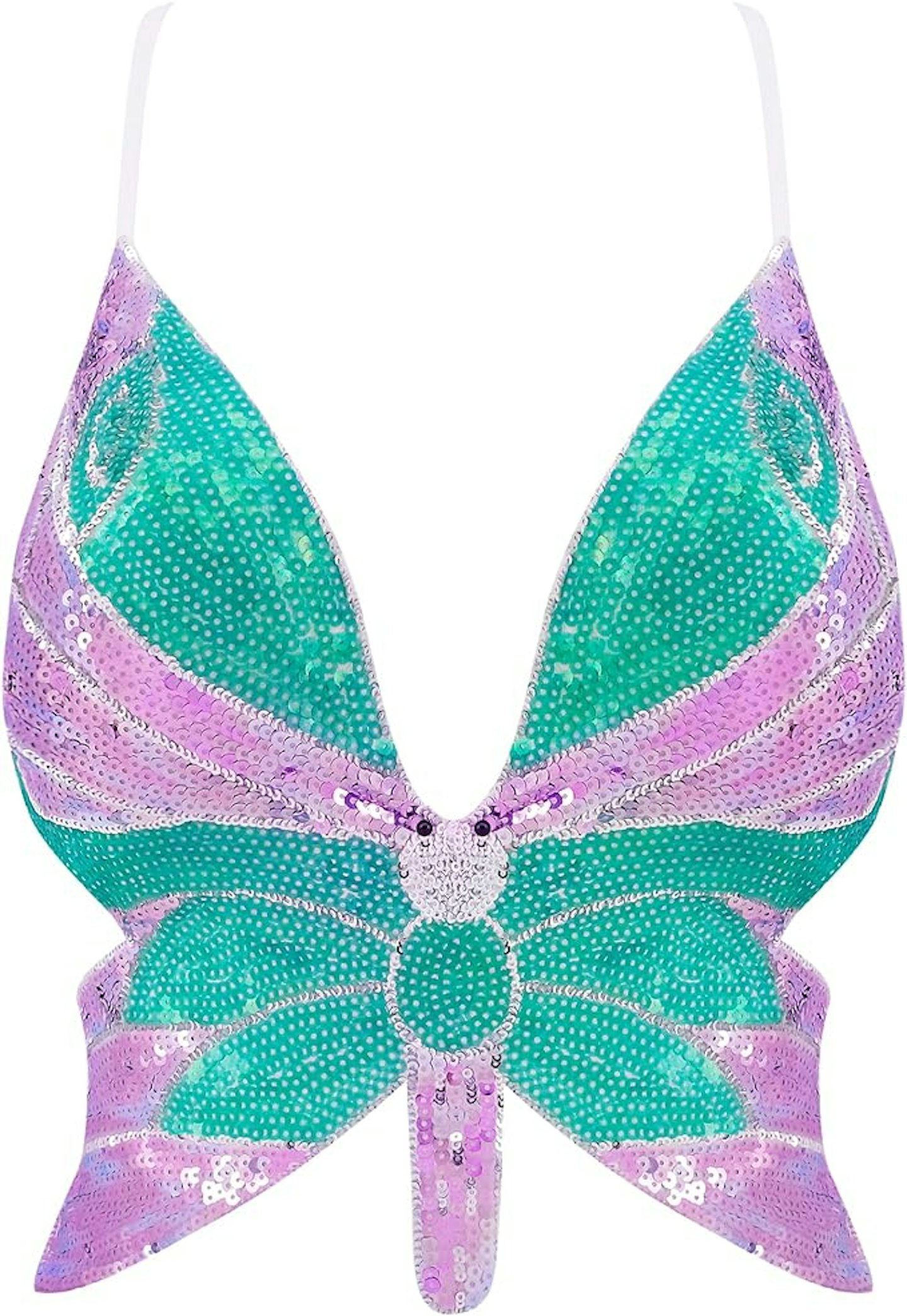 Monanoat Women’s Sexy Butterfly Shape Sequin Crop Top