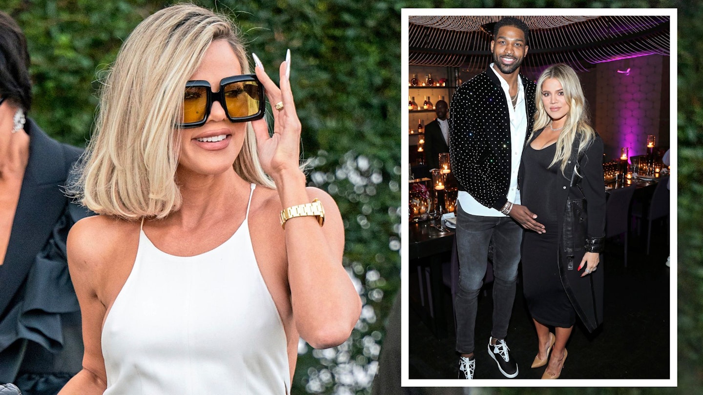 Klhoe Kardashian pregant with tristan thompson in a comped image