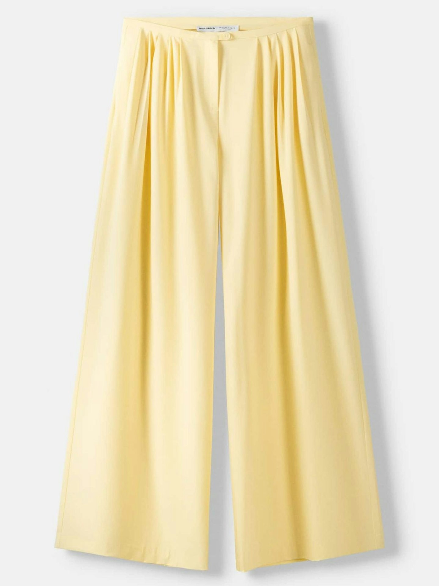 Bershka Pleated Tailored Wide-Leg Trousers