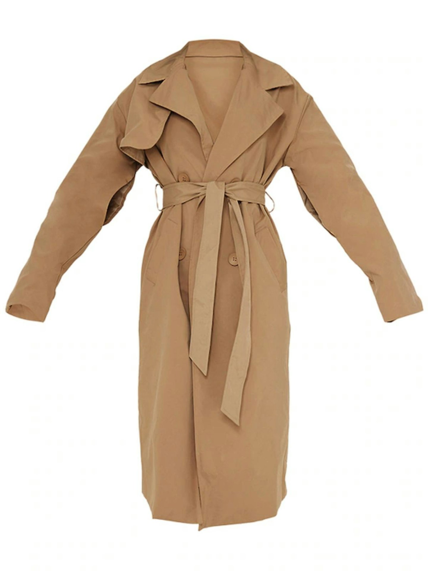 PLT Camel Panel Front Button Down Midi Trench