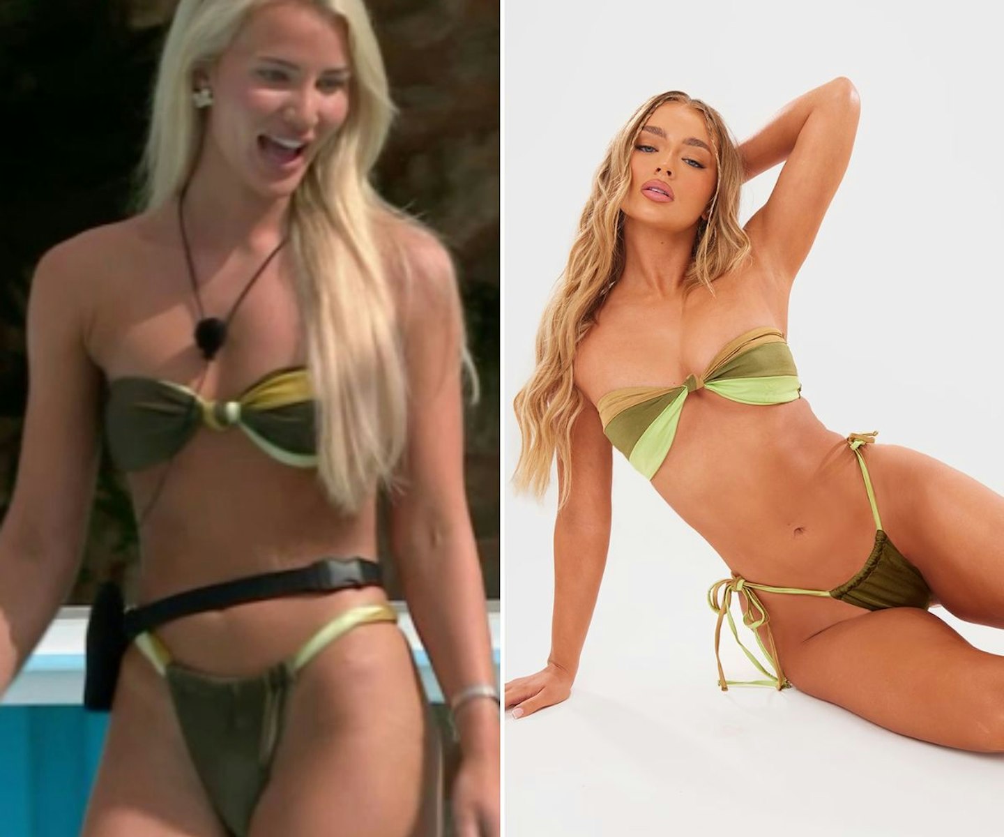 Grace's green contrast bandeau bikini