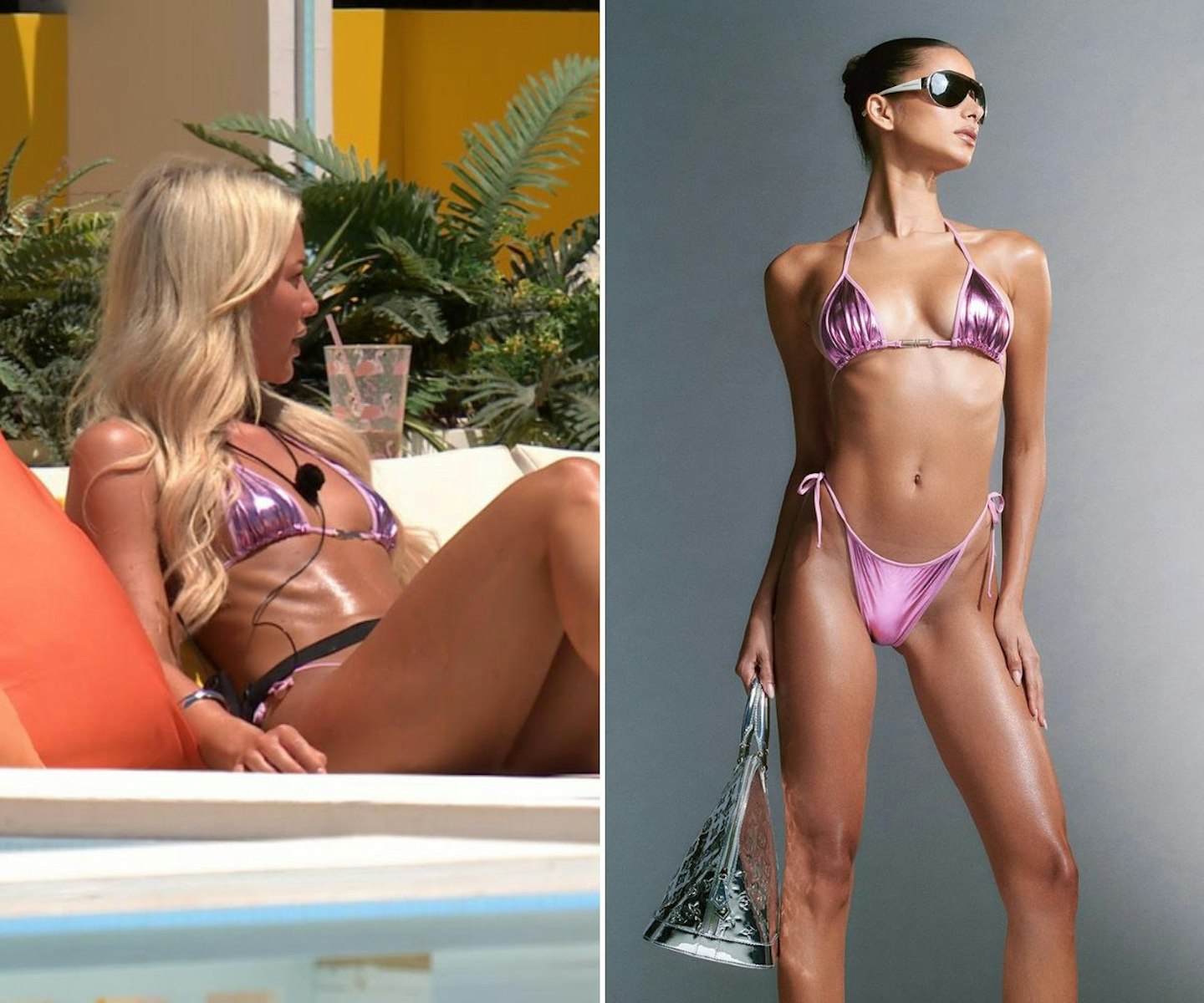 Grace's pink metallic bikini