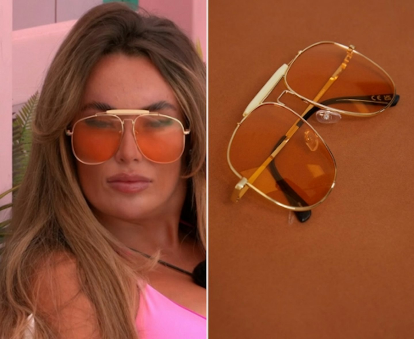 Harriet Blackmore's Peach Aviator Sunglasses