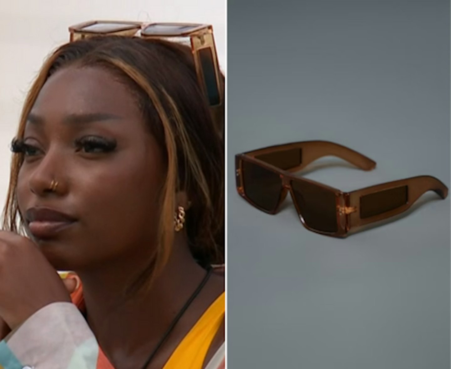Mimii Ngulube's Brown Flat Top Sunglasses