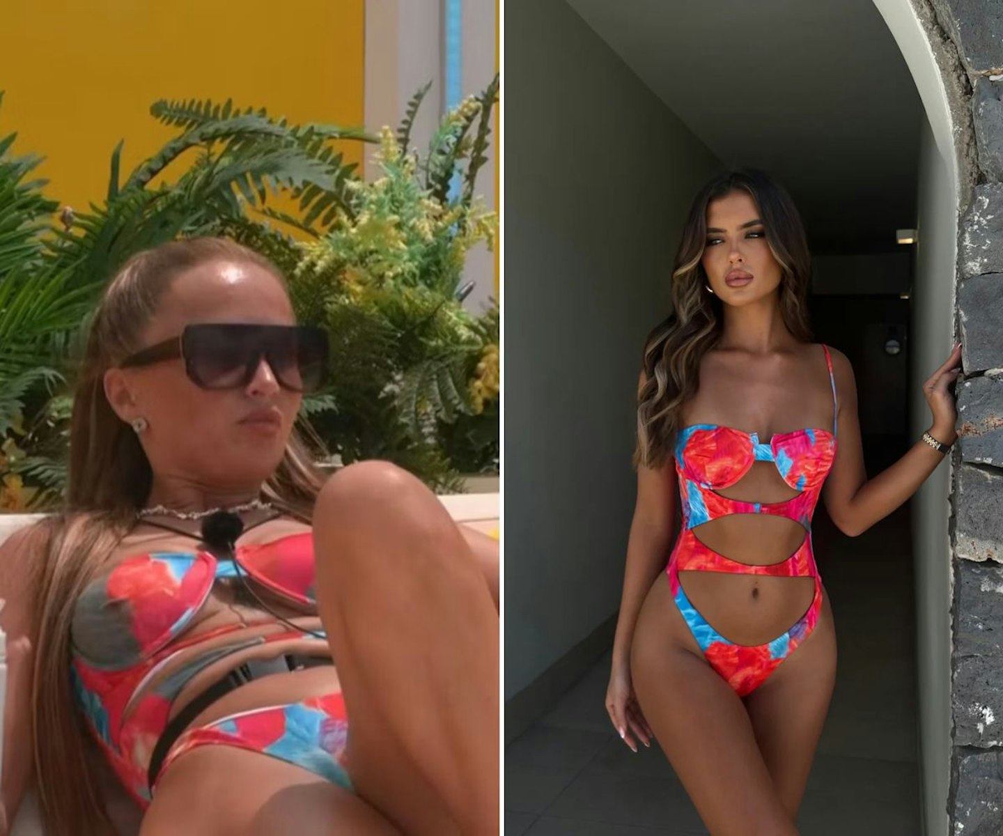 Nicole's neon cut out swimsuit