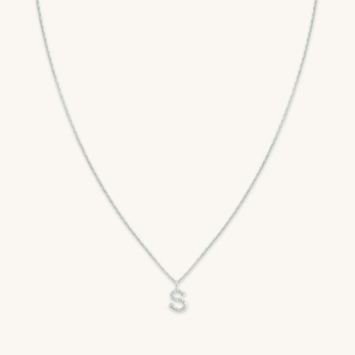 Astrid And Miyu Initial Pave Pendant Necklace In Silver
