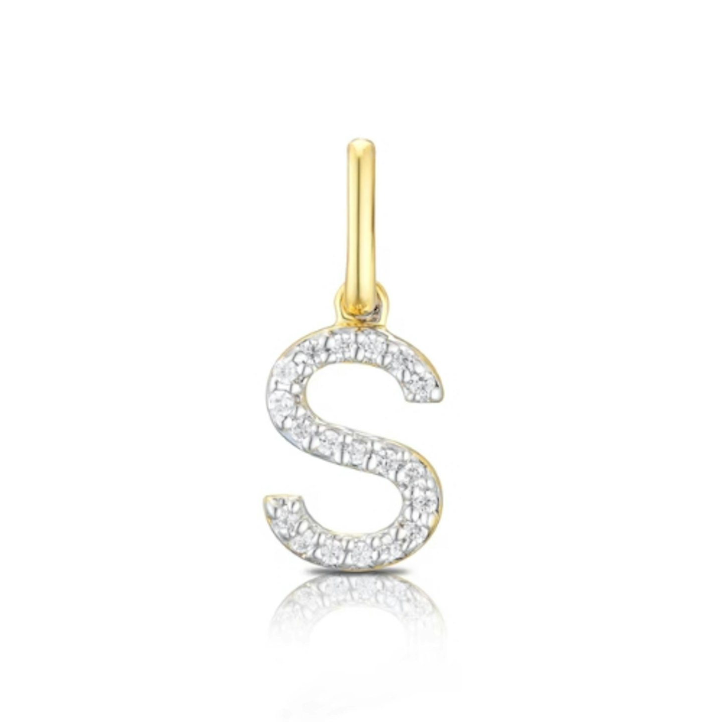 H Samuels 9ct Yellow Gold Diamond Initial S Pendant Charm
