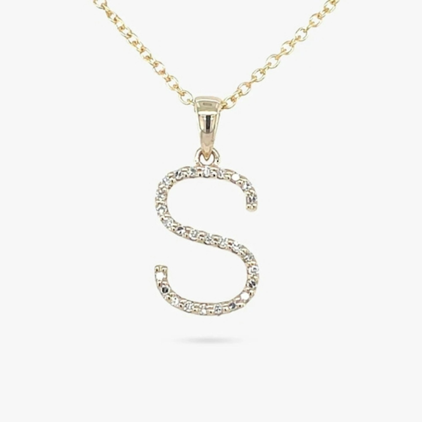 E.W Adams 9ct Gold Diamond Initial Pendant Necklace, S