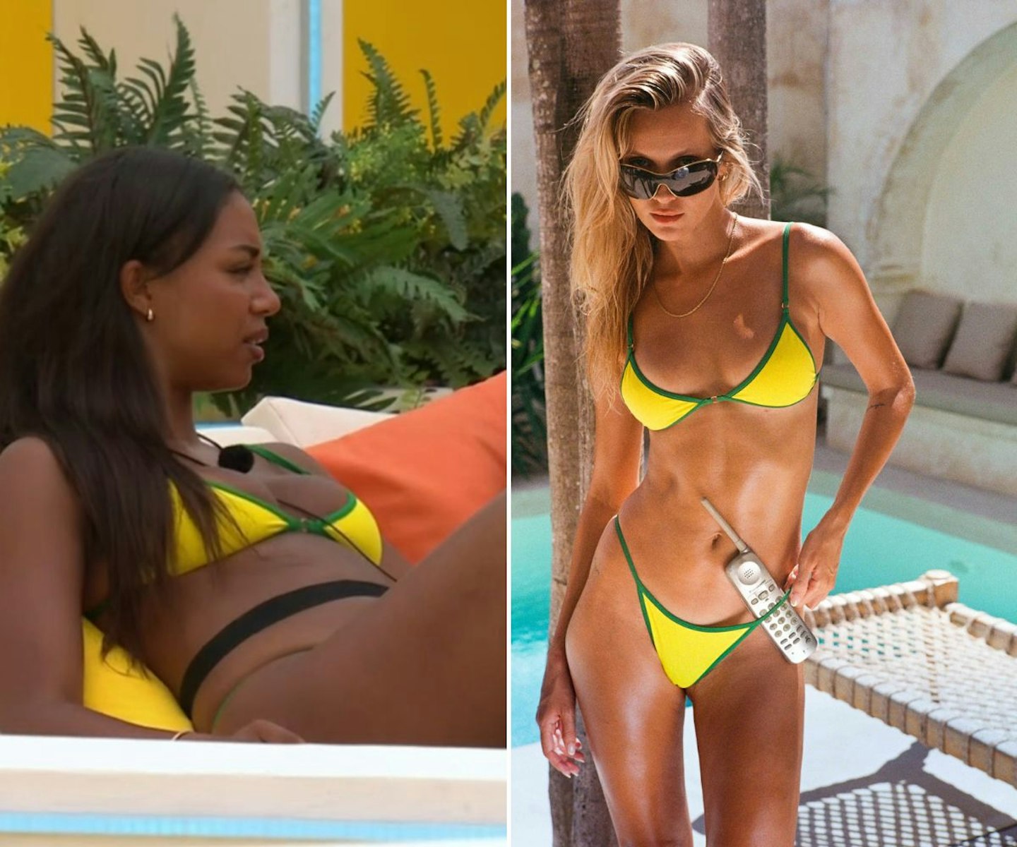 Uma's yellow and green bikini