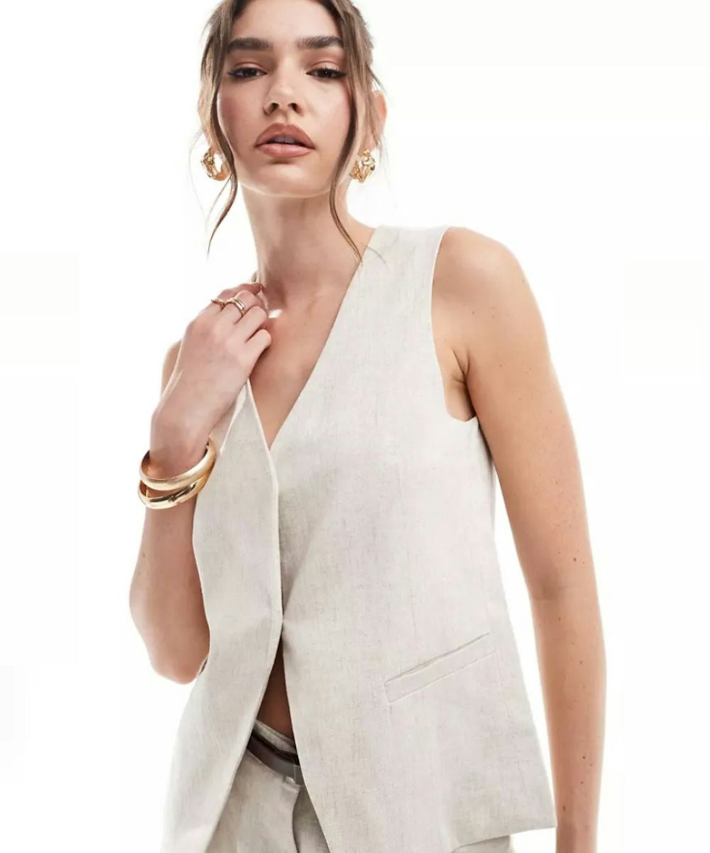 ASOS DESIGN Premium Waistcoat With Linen 