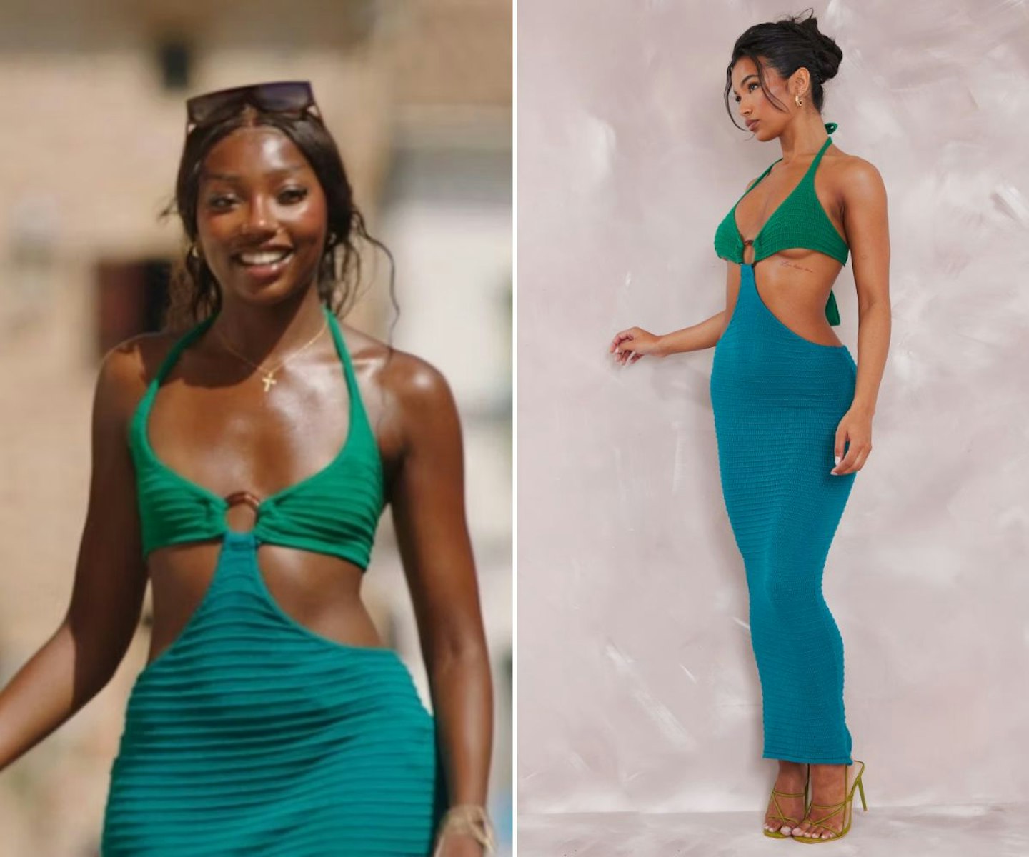 Mimii's Blue And Green Cut-Out Dress