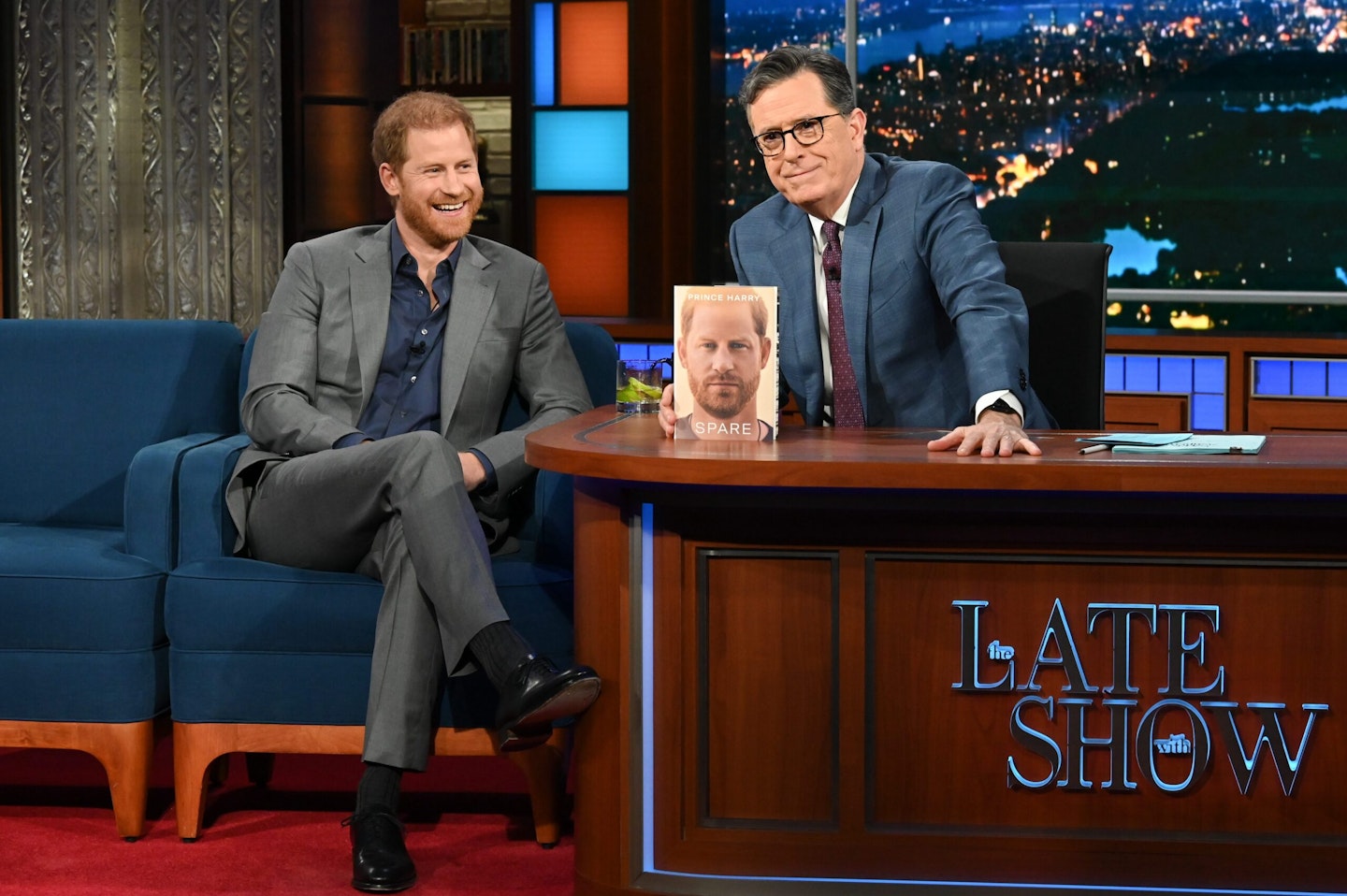 Prince Harry on The Late Show with Stephen Colbert in January 2023