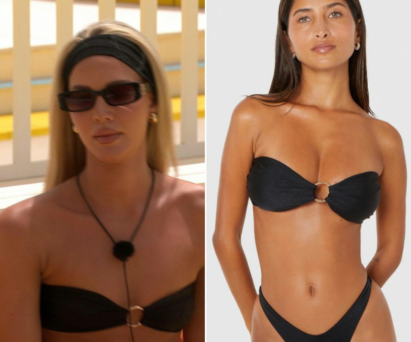 Grace's black bandeau bikini