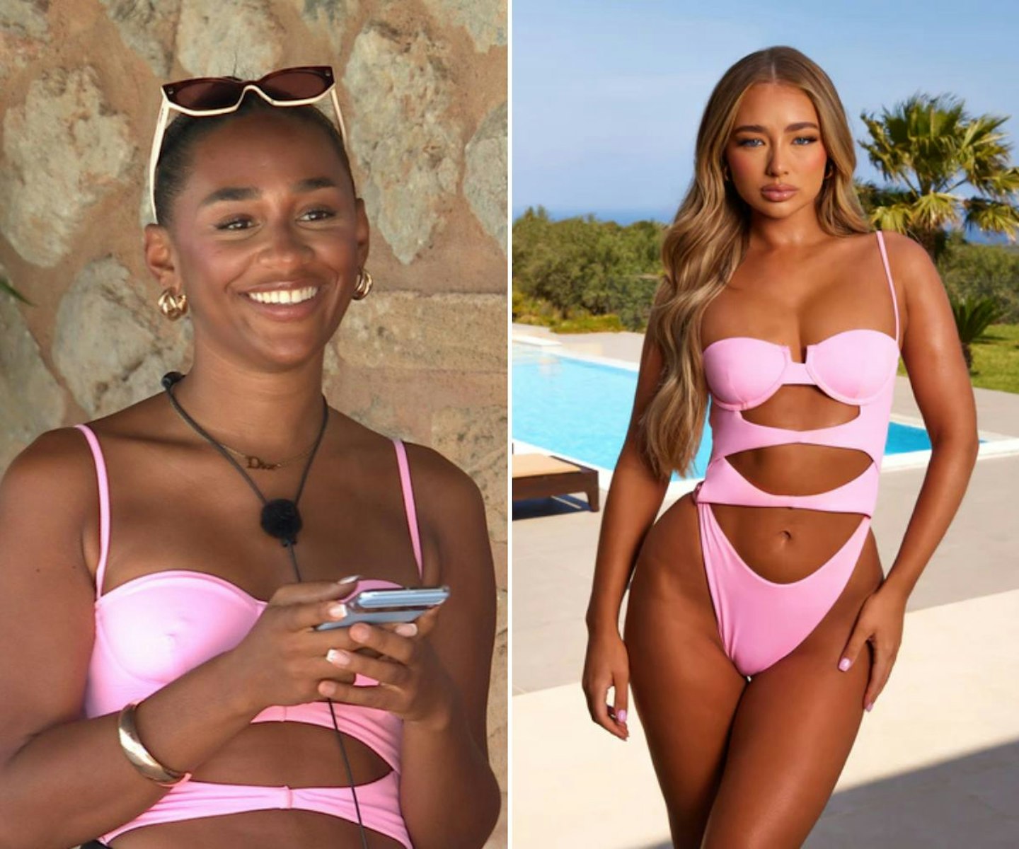 Jess' pink cut-out swimsuit