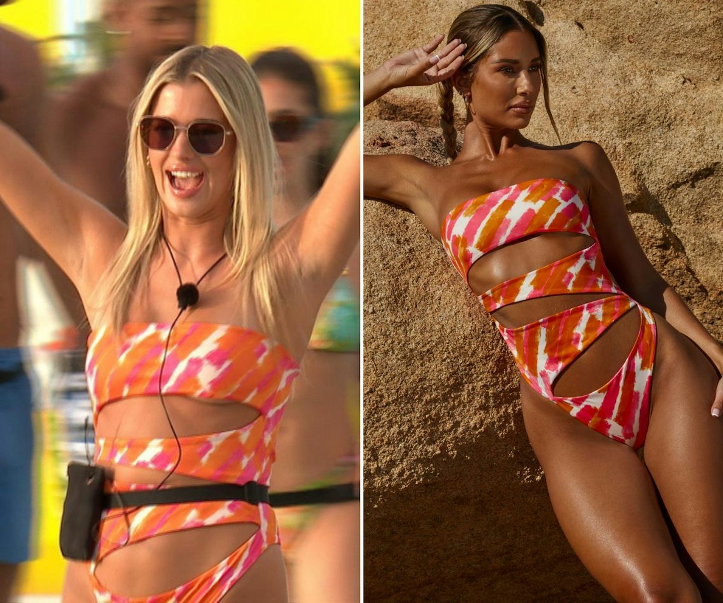 Jessy's pink printed cut-out swimsuit