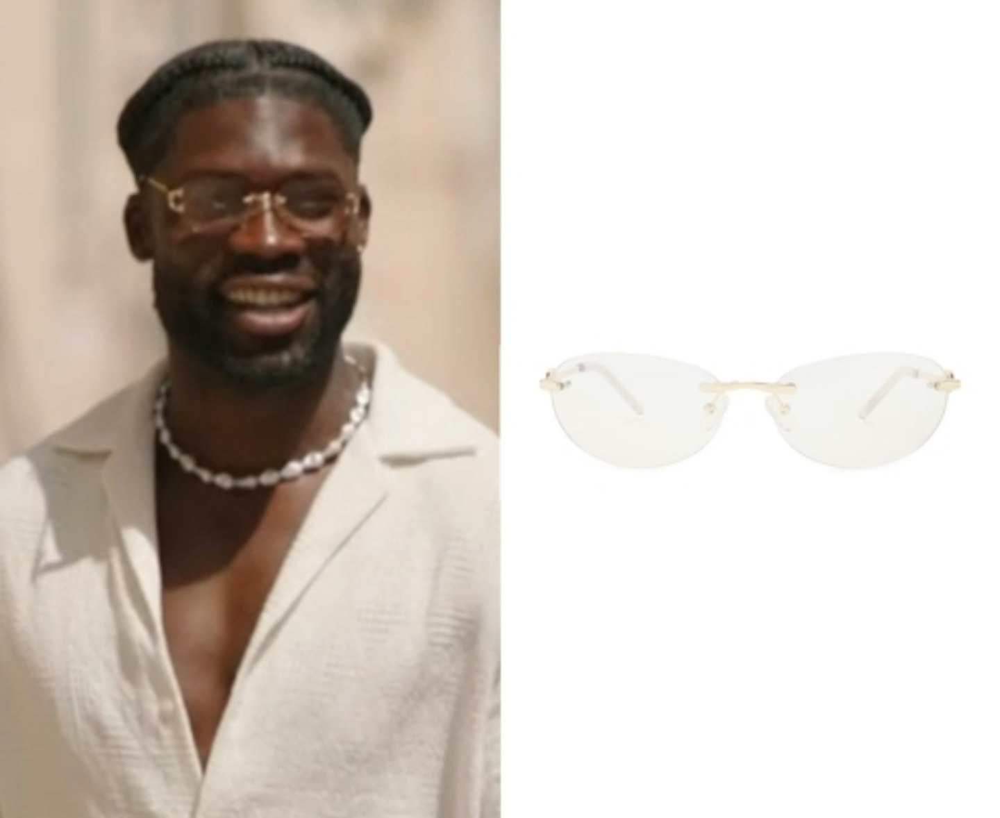 Joshua Oyinsan's Clear Rimless Sunglasses