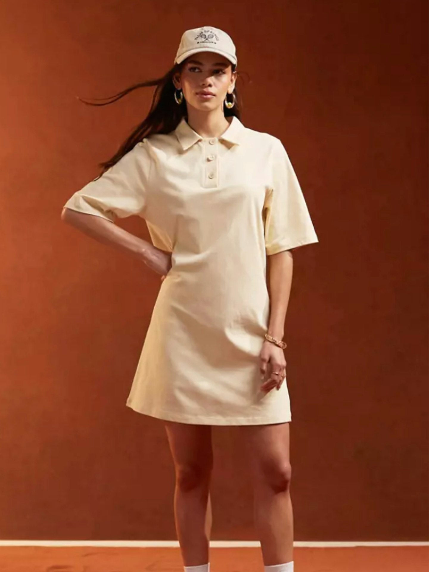 ASOS DESIGN Collared Placket Mini Polo Dress in Buttermilk Pique