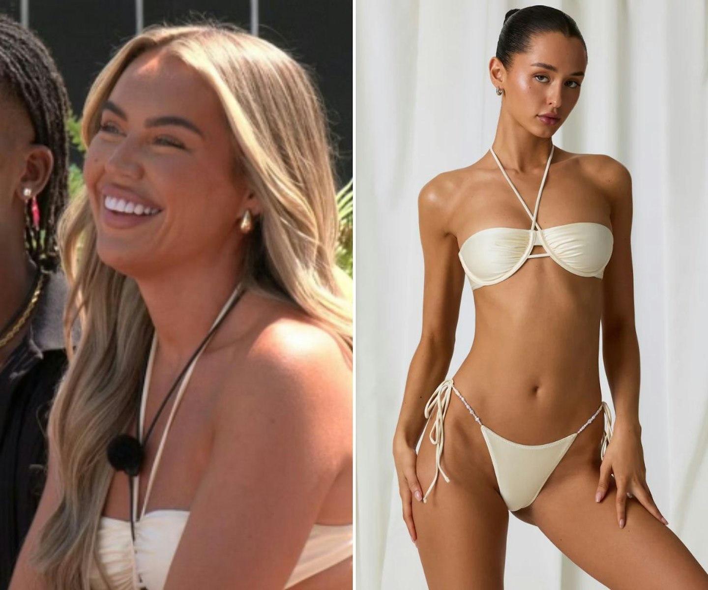 Samantha's cream halter bikini