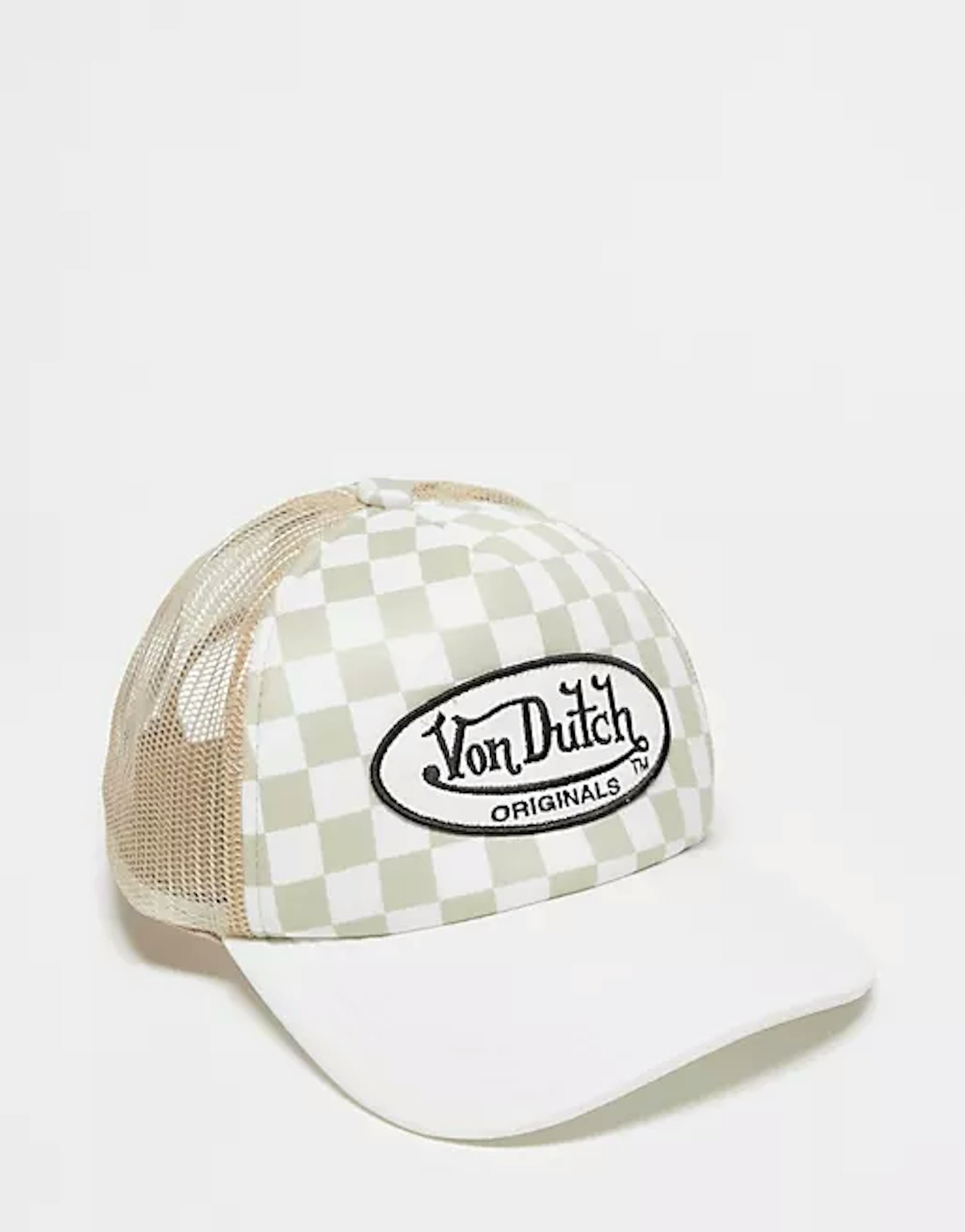 Von Dutch tampa trucker cap beige checkerboard print