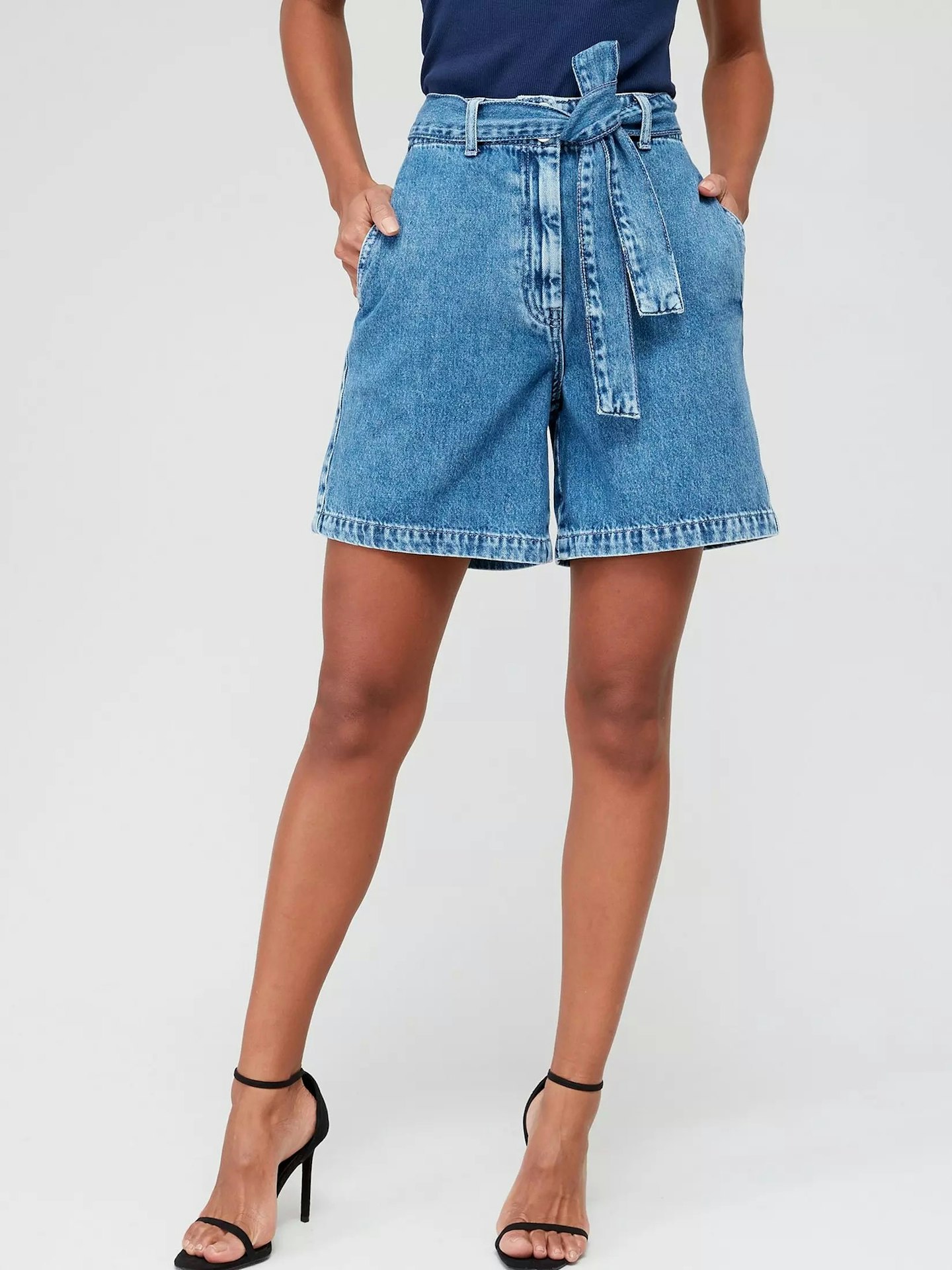 V by Very belted denim shorts