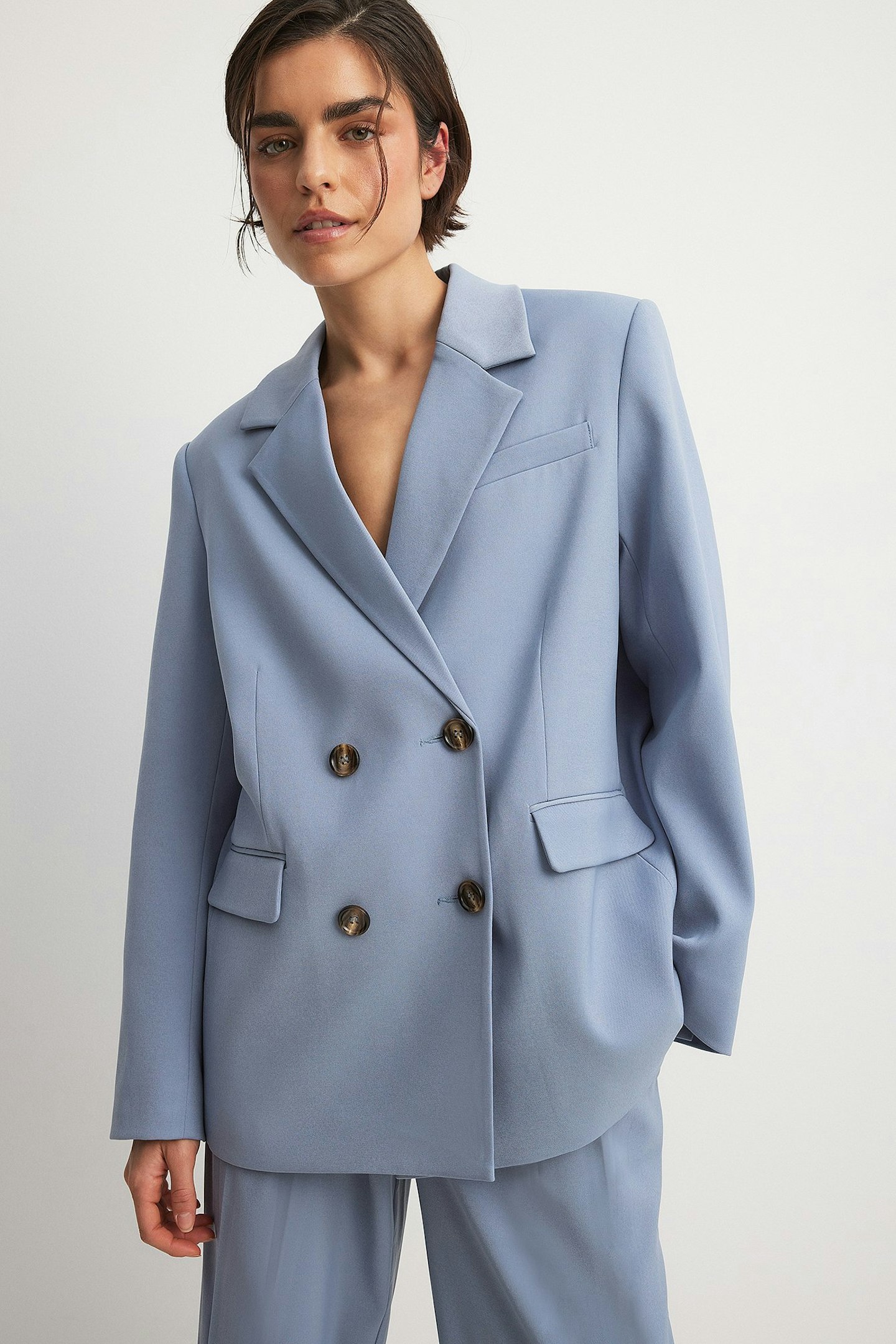 NA-KD Blue Oversized Double Breasted Blazer