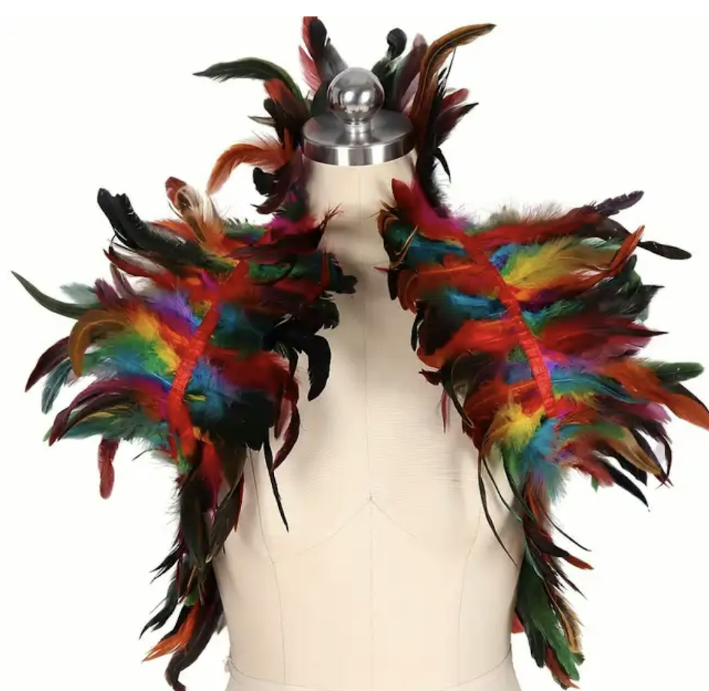 Temu faux feather harness shawl