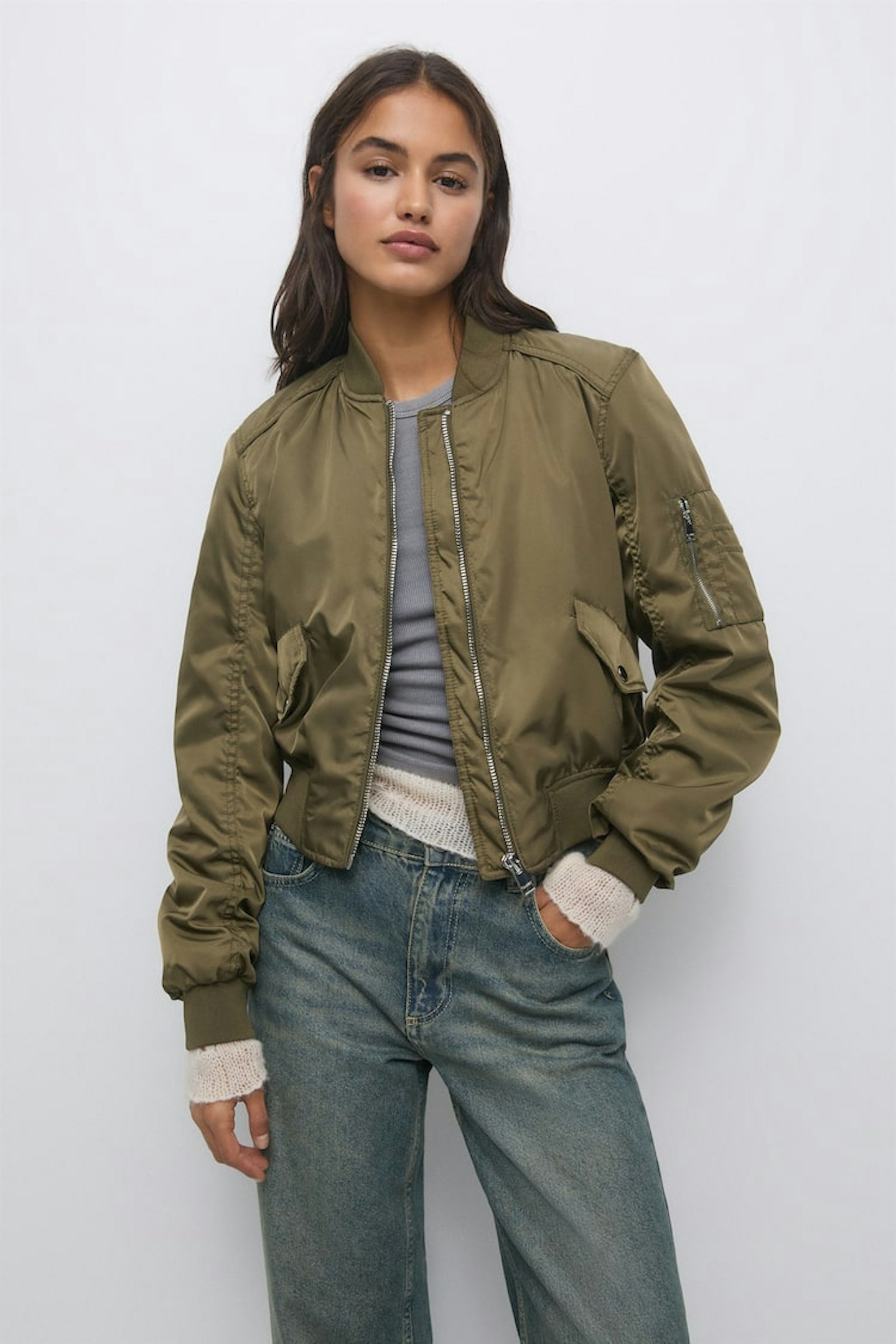 Pull&Bear Khaki Bomber Jacket