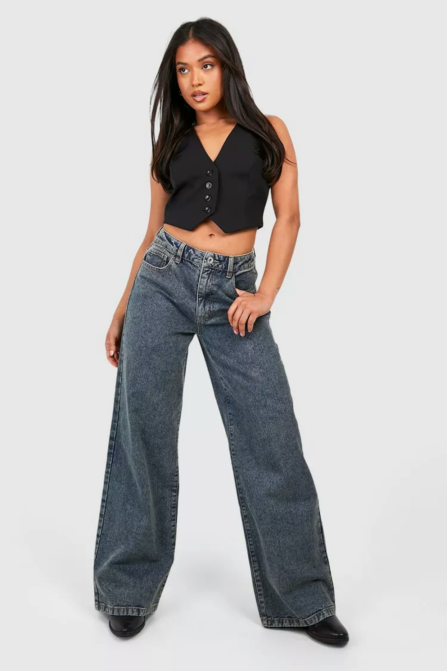 Boohoo Petite Basics Wide Leg Jean