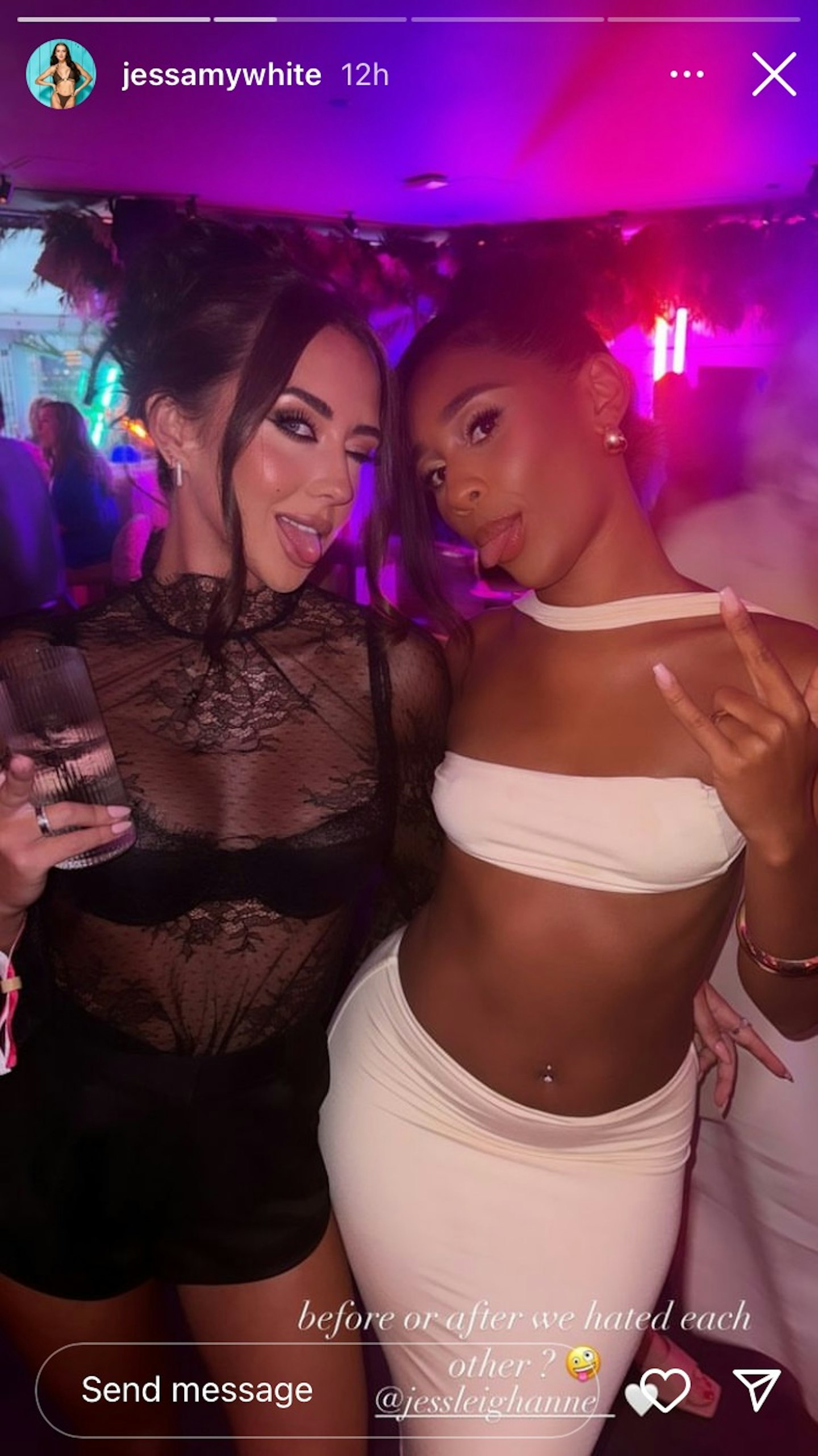 love island jess white and jess spencer in a club together