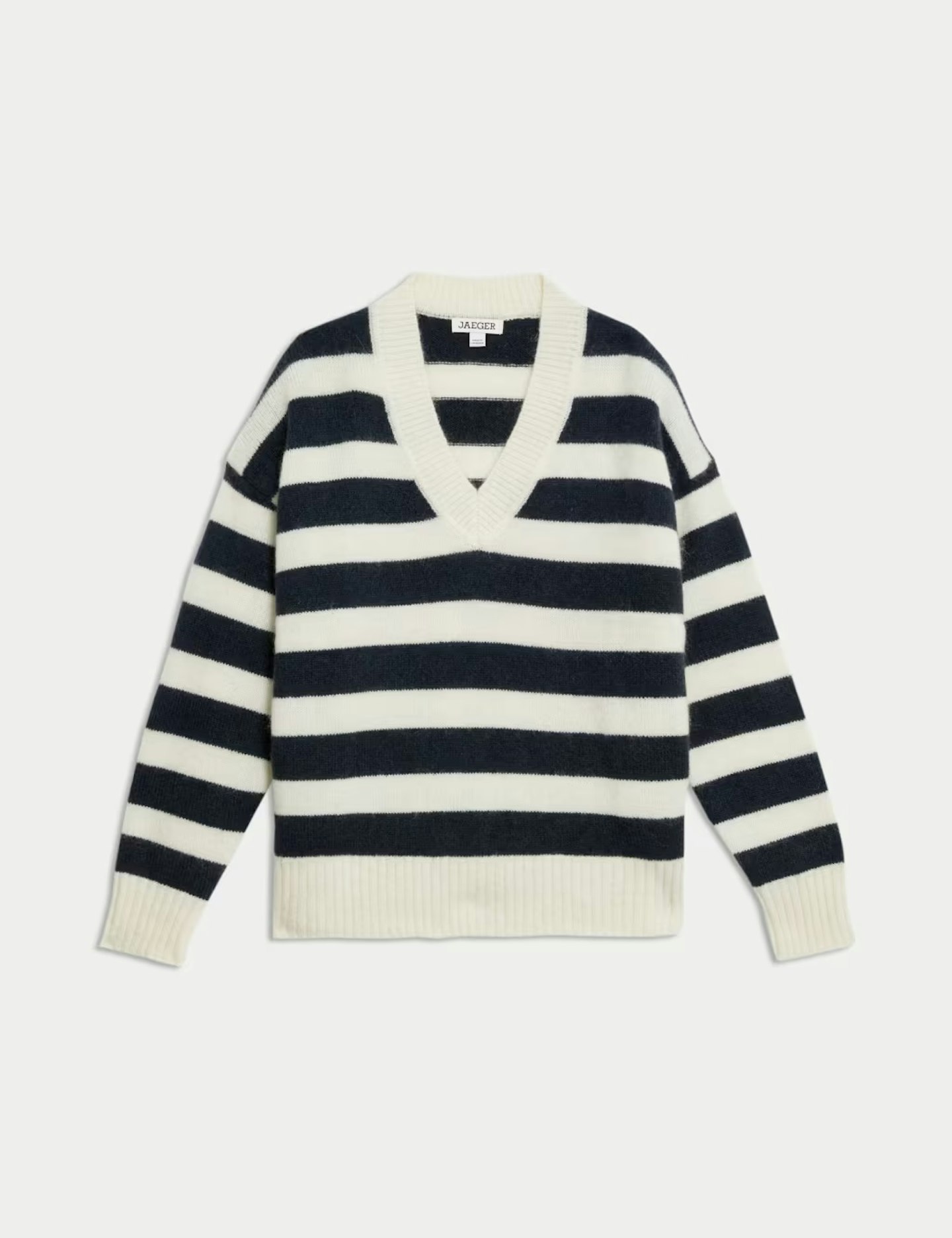 Jaeger Mohair Blend Striped V-Neck Jumper