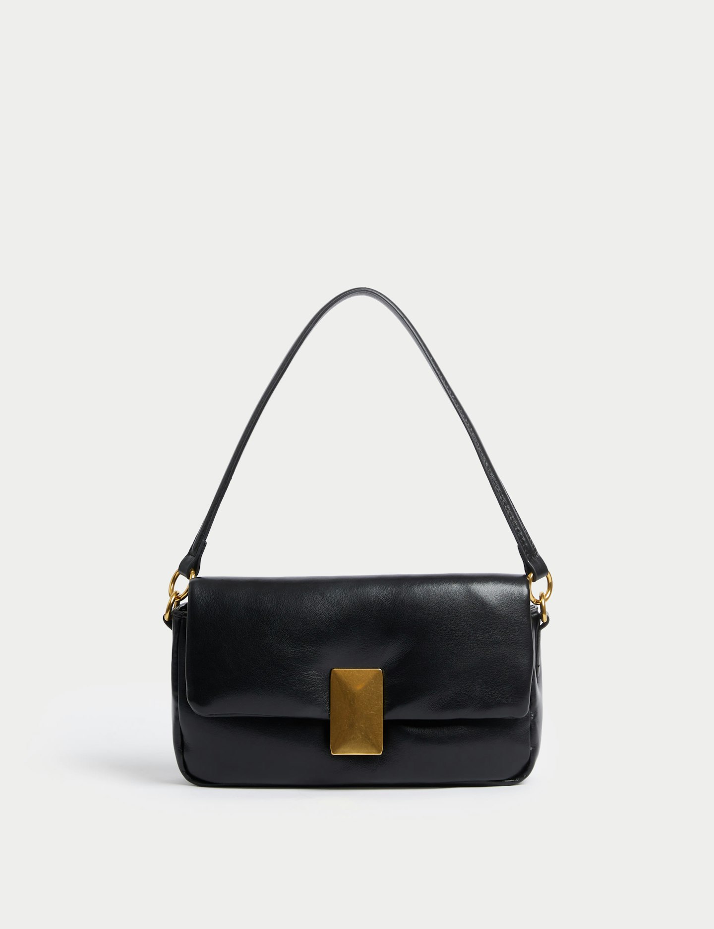 Faux leather puffy baguette bag